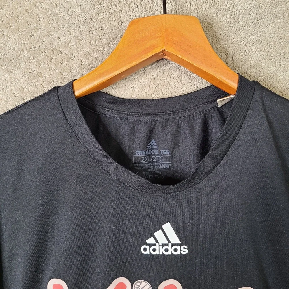 Adidas Shirt‎ Mens 2XL Black Creator Tee Graphic Polyester Short Sleeve Training